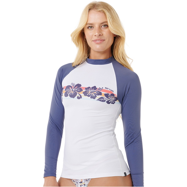 2025 Rip Curl Womens Waikiki Waves UPF Long Sleeve Rash Vest 18ZWRV - Navy